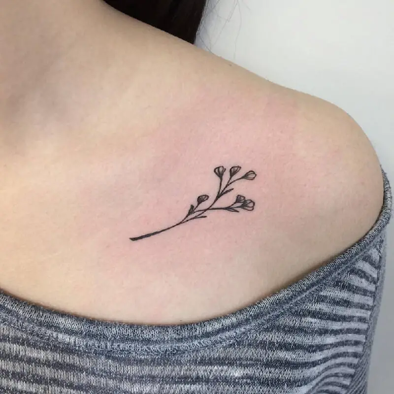 Tatuaje de clavícula para niñas - Tatuaje de flor de clavícula - Flores de tatuaje de clavícula femenina